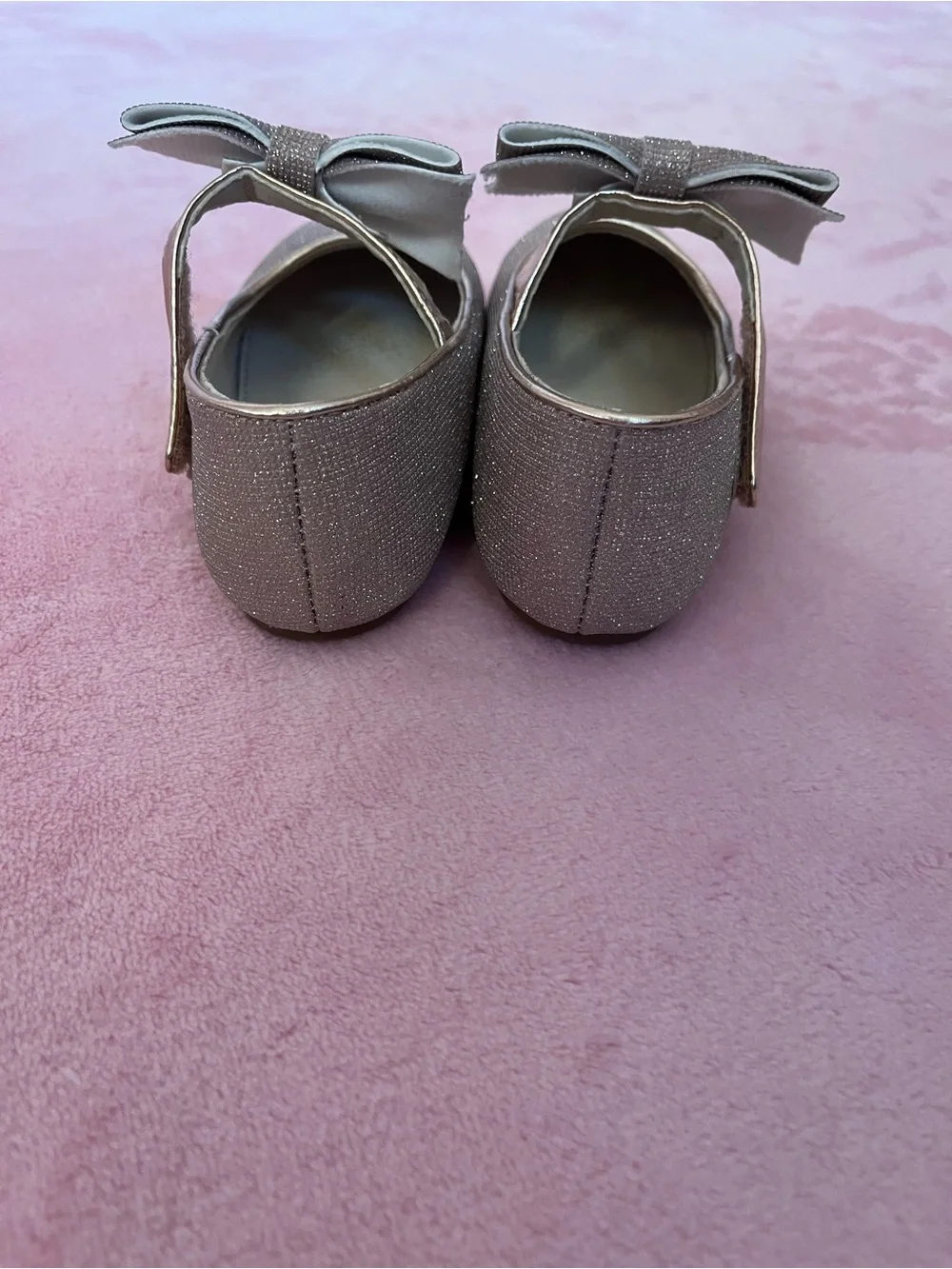Flora Girls' Shimmer Bow Mary Janes in Rose Gold